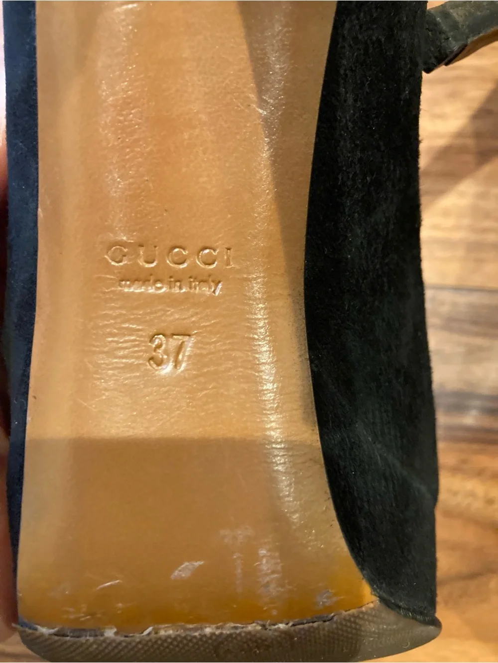 GUCCI Black Suede Peep Toe Platform Heels Pumps Shoes 37 Eur